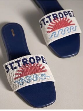 NEW. Anthropologie Fiona Beaded Sandals. NEW IN BOX